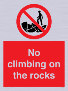 No climbing on the rocks