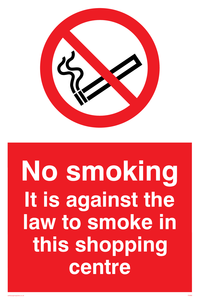 No smoking in shopping centre