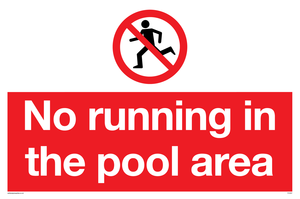 No running in pool area sign 