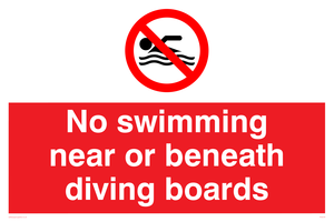 No swimming beneath diving board sign 