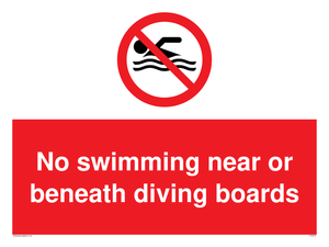 No swimming beneath diving board sign 