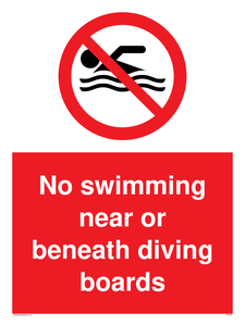 No swimming beneath diving board sign 