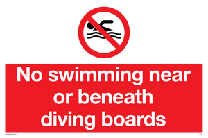 No swimming beneath diving board sign 