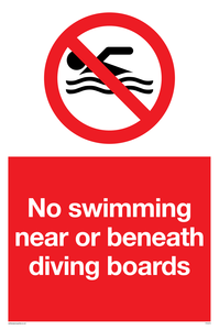 No swimming beneath diving board