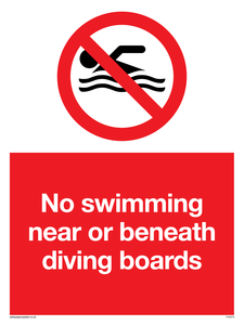 No swimming beneath diving board