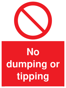 No dumping or tipping sign 