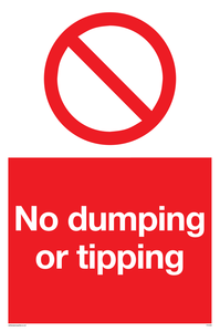 No dumping or tipping sign 