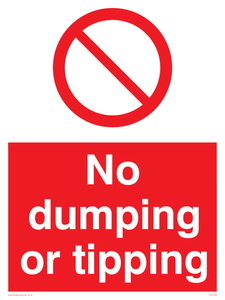 No dumping or tipping sign 
