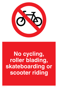 No cycling/Rollerblading/Skateboarding