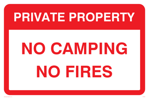 No camping No fires sign 