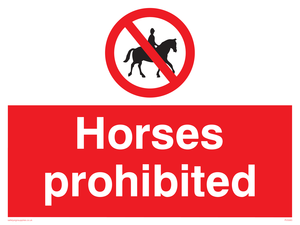 Horses prohibited sign 