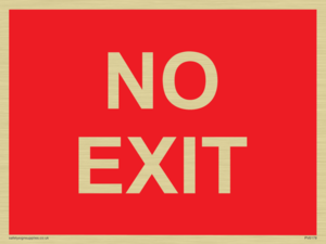 NO EXIT red background
