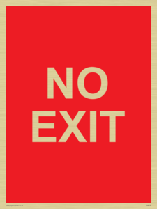 NO EXIT red background