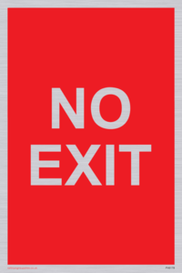 NO EXIT red background