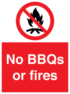 No BBQs or fires