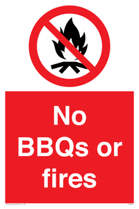 No BBQs or fires