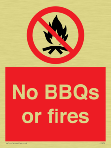 No BBQs or fires