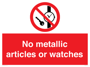 No metallic articles or watches