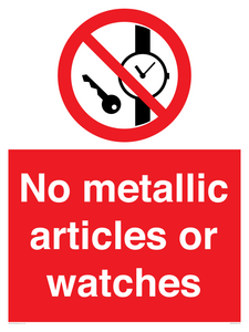 No metallic articles or watches