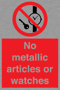 No metallic articles or watches