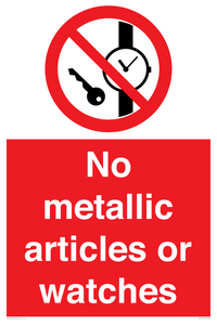 No metallic articles or watches