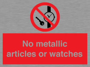 No metallic articles or watches