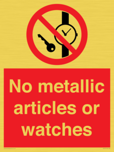 No metallic articles or watches