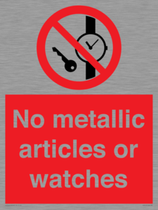 No metallic articles or watches