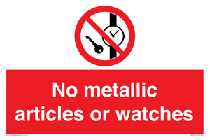 No metallic articles or watches