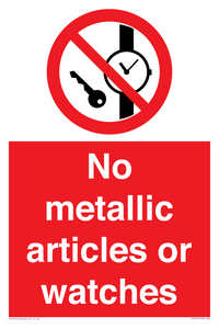 No metallic articles or watches