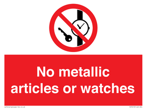 No metallic articles or watches