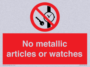 No metallic articles or watches
