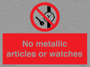 No metallic articles or watches