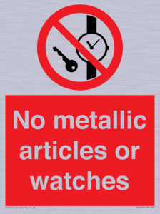 No metallic articles or watches