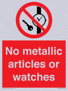 No metallic articles or watches