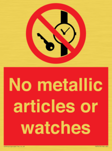 No metallic articles or watches