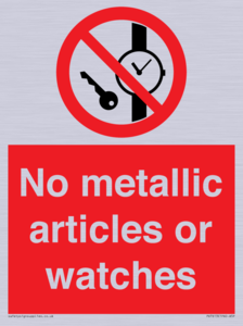 No metallic articles or watches