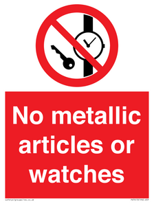 No metallic articles or watches