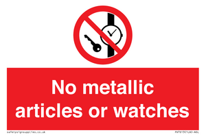 No metallic articles or watches