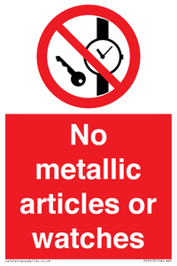 No metallic articles or watches