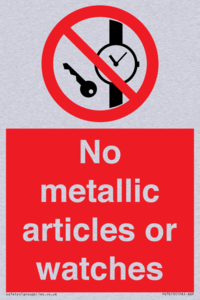 No metallic articles or watches