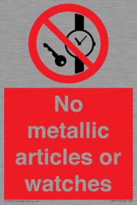 No metallic articles or watches