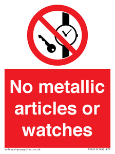 No metallic articles or watches