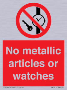No metallic articles or watches