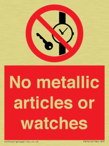 No metallic articles or watches