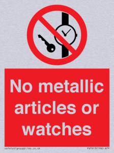 No metallic articles or watches