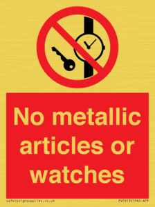 No metallic articles or watches