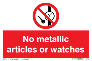 No metallic articles or watches