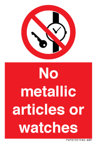 No metallic articles or watches