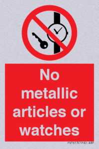 No metallic articles or watches